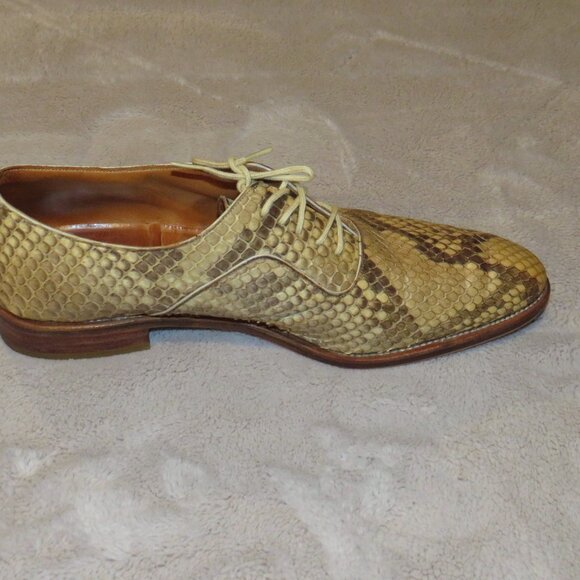 J.M. Weston Cream Snakeskin Leather Custom Made Derby 7C - Picture 5 of 12
